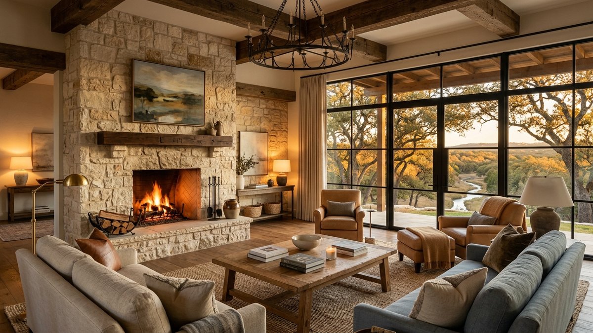 Editorial Hill Country luxury living room. Used for luxury buyer and staging posts.